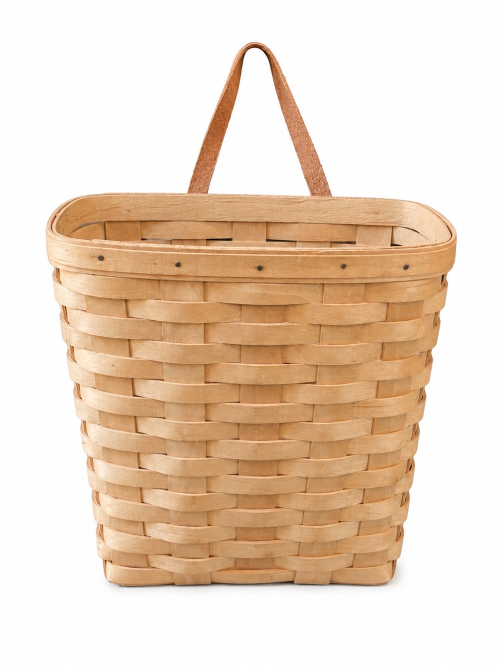 𝑳𝒐𝒏𝒈𝒂𝒃𝒆𝒓𝒈𝒆𝒓 1994 Hanging Mail Basket with Leather Strap
